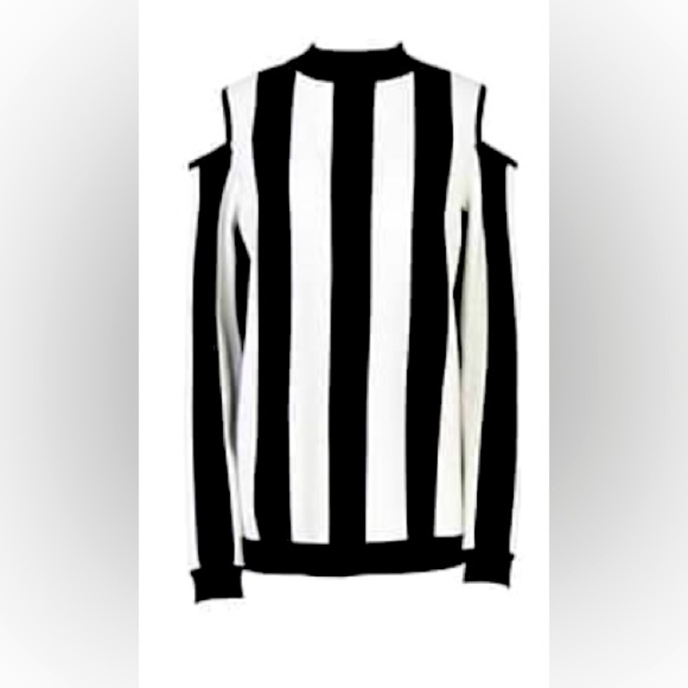 MbyM’s Black and White Striped Cold Shoulder Top
